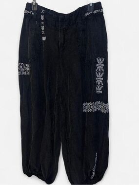Anthropologie Black embroidered Pants